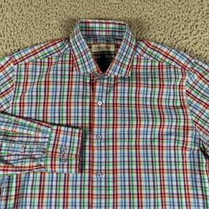 Twillory Shirt Mens 16.5 Plaid Performance‎ Button Up Tailored Fit Cotton Flaw